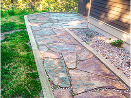 Flagstone Pathway With Wood Border