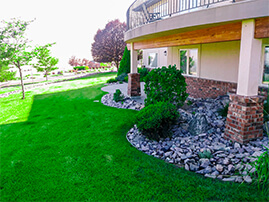 Lawn Edging With Rocks and Bushes