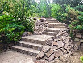 Hardscaped Stairs With Boulder Edge